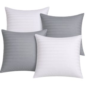 Set 4 fete de perna Kotonia Home - damasc 1 cm, 100% bumbac, 70x70 cm, gri antracit si alb - imagine 3