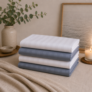 Set 4 fete de perna Kotonia Home - damasc 1 cm, 100% bumbac, 70x70 cm, gri antracit si alb - imagine 2