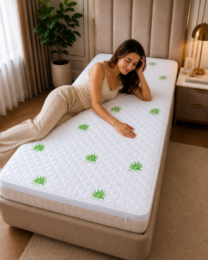 Topper Saltea Memory Kotonia Home - 90x200+4 cm, decor Aloe Vera - imagine 2