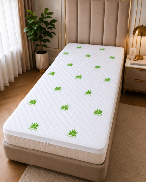 Topper Saltea Memory Kotonia Home - 90x200+4 cm, decor Aloe Vera