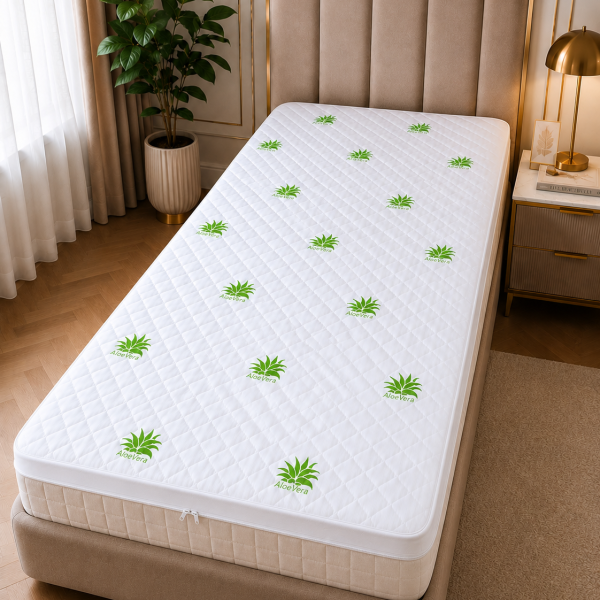 Topper Saltea Memory Kotonia Home - 90x200+4 cm, decor Aloe Vera