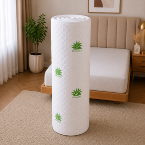 Topper Saltea Memory Kotonia Home - 140x200+4 cm, husa detasabila, matlasata, decor Aloe Vera - imagine 3