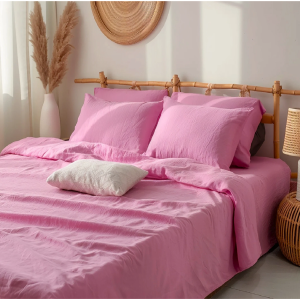 Cearceaf pentru pilota Kotonia Home -180x220 cm, 100% bumbac, olandina color uni, roz - imagine 2