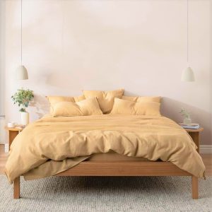 Cearceaf pentru pilota Kotonia Home -180x220 cm, 100% bumbac, olandina color uni, camel