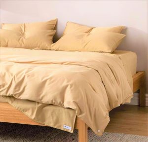 Cearceaf pentru pilota Kotonia Home -180x220 cm, 100% bumbac, olandina color uni, camel - imagine 2