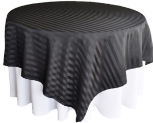 Fata de masa Kotonia Home - rotunda cu diametrul 240 cm, damasc saten cu dungi de 1 cm, 100% Bumbac, gri antracit - imagine 3