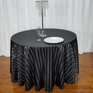 Fata de masa Kotonia Home - rotunda cu diametrul 240 cm, damasc saten cu dungi de 1 cm, 100% Bumbac, gri antracit - imagine 2