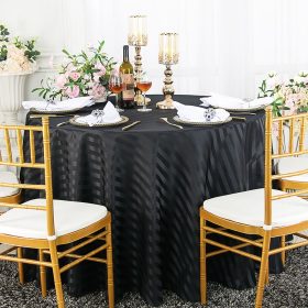 Fata de masa Kotonia Home - rotunda cu diametrul 240 cm, damasc saten cu dungi de 1 cm, 100% Bumbac, negru