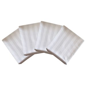 Pachet 4 bucati - fata de masa Kotonia Home Hotel, 120x120 cm, 100% bumbac, Damasc cu dimensiune dungi 2 cm, alb - imagine 3