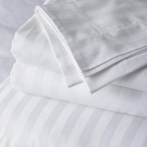 Lenjerie de pat Kotonia Home Hotel 1 persoana, 100% bumbac, Damasc cu latime dungi 2 cm, alb - imagine 2