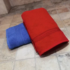 Pachet 2 prosoape de baie Kotonia Home Deco - 50x90 cm, 100% bumbac, rosu si albastru - imagine 5