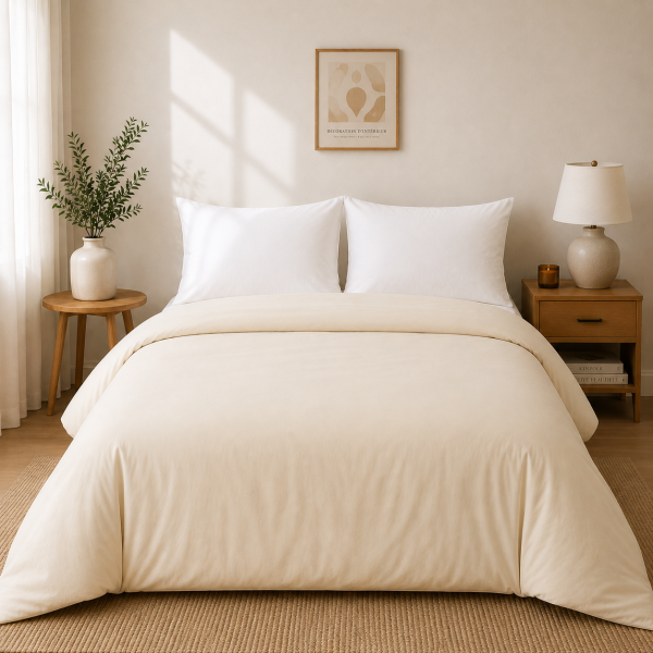 Cearceaf pentru pilota Kotonia Home -180x220 cm, 100% bumbac, olandina color uni, ivoire