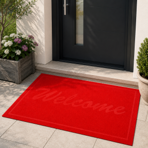 Covoras intrare - Welcome uni, 45x75 cm, antiderapant 100% pvc, rosu