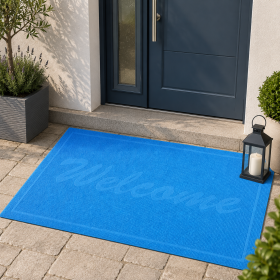 Covoras intrare - Welcome uni, 45x75 cm, antiderapant 100% pvc, tourquoise