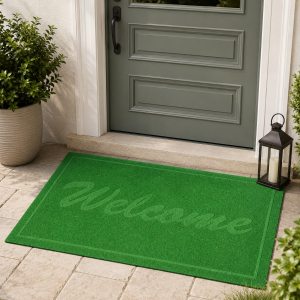 Covoras intrare - Welcome uni, 45x75 cm, antiderapant 100% pvc, verde