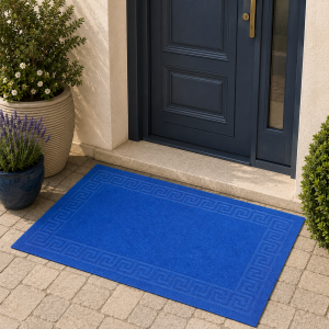 Covoras intrare antiderapant - Decor Greek Border uni, 45x75 cm, 100% pvc, albastru