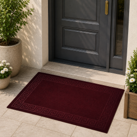 Covoras intrare antiderapant - Decor Greek Border uni, 45x75 cm, 100% pvc, bordo