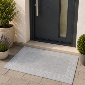 Covoras intrare antiderapant - Decor Greek Border uni, 45x75 cm, 100% pvc, gri mediu