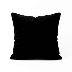Fata de perna decor Kotonia Home - 50x50 cm, 100% bumbac, creton uni impermeabil, negru cu paspoal decorativ contrastant - imagine 3
