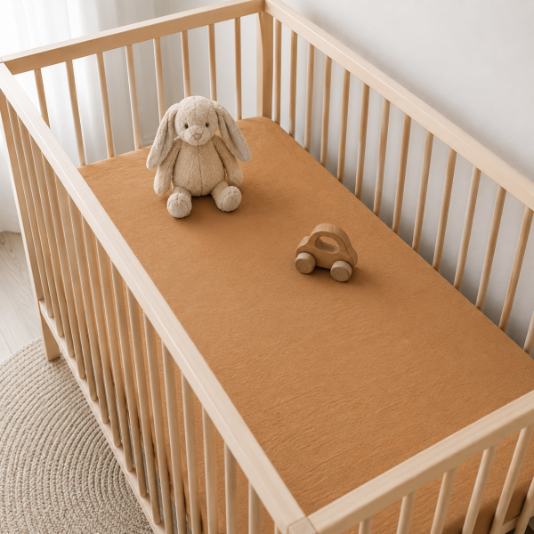 Husa cu elastic Kotonia Home Bebe - ranforce, 100 % bumbac, dimensiune saltea 60x120+15 cm, cacao
