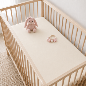 Husa cu elastic Kotonia Home Bebe - ranforce, 100 % bumbac, dimensiune saltea 60x120+15 cm, ivoire