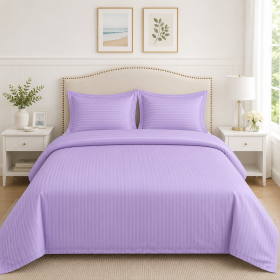 Lenjerie de pat Kotonia Home Hotel - 2 persoane, 100% bumbac, Damasc Saten dunga 1 cm, lila
