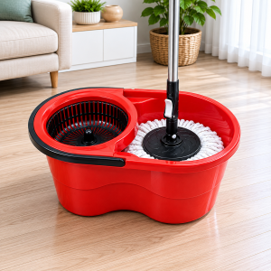 Mop rotativ - 360 grade cu maner telescopic, galeata ovala cu storcator incorporat, 9 L - imagine 2