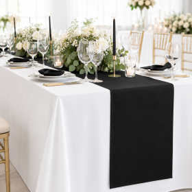 Napron decorativ de masa Kotonia Home - 50x300 cm, blackout, negru