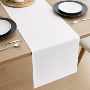Napron uni pentru masa Kotonia Home - 45x180 cm, creton, 100% bumbac , alb - imagine 2