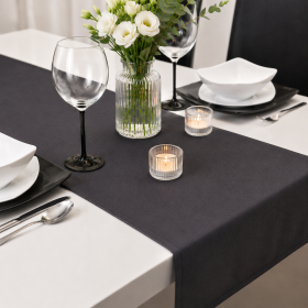 Napron uni pentru masa Kotonia Home - 45x180 cm, creton, 100% bumbac , gri antracit
