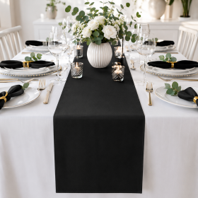 Napron uni pentru masa Kotonia Home - 45x180 cm, creton, 100% bumbac , negru