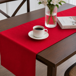 Napron uni pentru masa Kotonia Home - 45x180 cm, creton, 100% bumbac, rosu - imagine 2