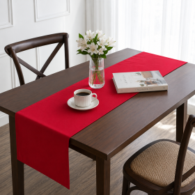 Napron uni pentru masa Kotonia Home - 45x180 cm, creton, 100% bumbac, rosu