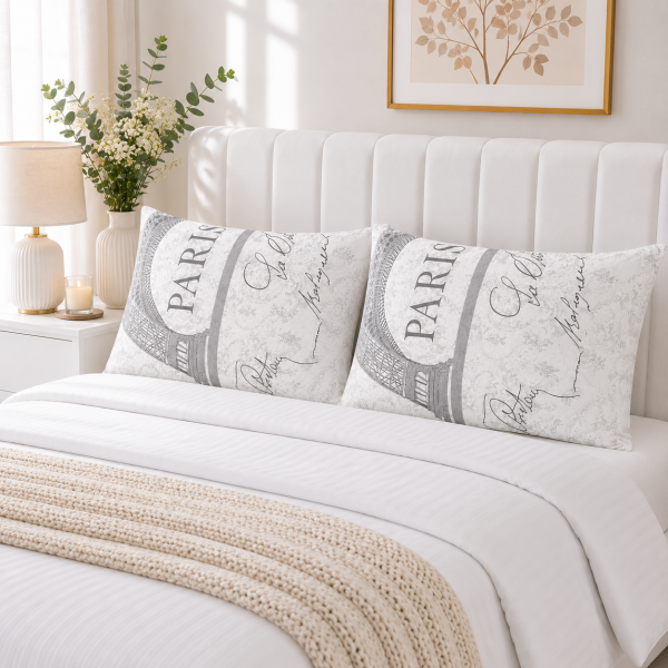 Pachet 2 perne matlasate Kotonia Home - 50x70 cm, 630 gr/buc, decor Paris 05