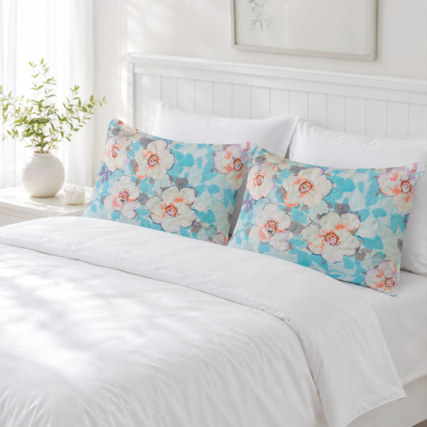 Pachet 2 perne matlasate Kotonia Home - 50x70 cm, 630 gr/buc, decor floral 01