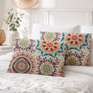 Pachet 2 perne matlasate Kotonia Home - 50x70 cm, 630 gr/buc, decor floral 011