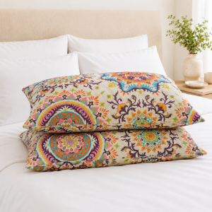 Pachet 2 perne matlasate Kotonia Home - 50x70 cm, 630 gr/buc, decor floral 011 - imagine 2