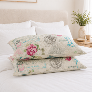 Pachet 2 perne matlasate Kotonia Home - 50x70 cm, 630 gr/buc, decor floral 013 - imagine 2
