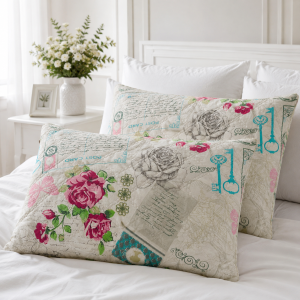 Pachet 2 perne matlasate Kotonia Home - 50x70 cm, 630 gr/buc, decor floral 013