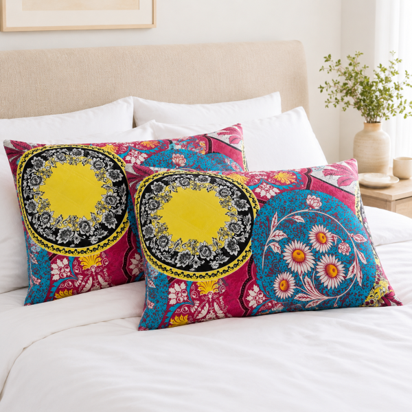 Pachet 2 perne matlasate Kotonia Home - 50x70 cm, 630 gr/buc, decor floral 07