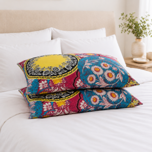 Pachet 2 perne matlasate Kotonia Home - 50x70 cm, 630 gr/buc, decor floral 07 - imagine 2