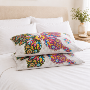 Pachet 2 perne matlasate Kotonia Home - 50x70 cm, 630 gr/buc, decor fluturi 015 - imagine 2