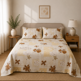 Pachet cearceaf de pat 220x240 + 2 fete de perna 50x70 cm, tesatura clasica neteda, 100% bumbac, 028