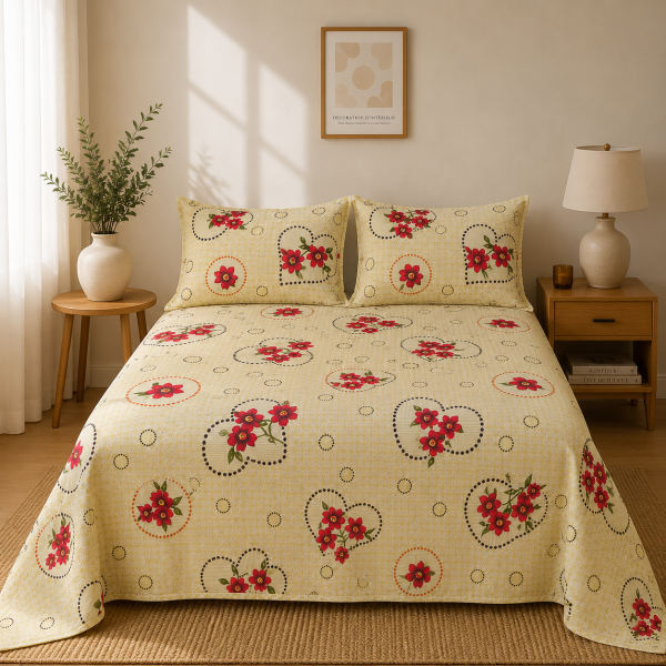 Pachet cearceaf de pat 220x240 + 2 fete de perna 50x70 cm, tesatura clasica neteda, 100% bumbac, 029