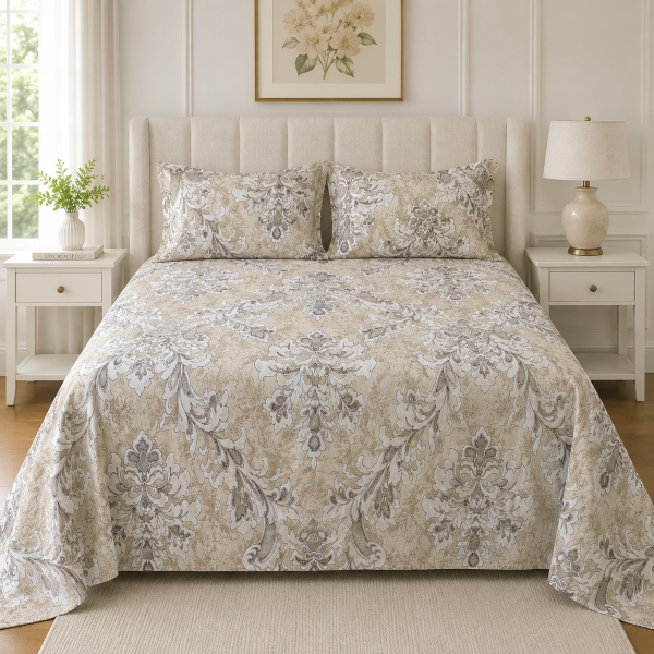 Pachet cearceaf de pat 220x240 + 2 fete de perna 50x70 cm, tesatura clasica neteda, 100% bumbac, 030