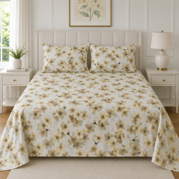 Pachet cearceaf de pat 220x240 + 2 fete de perna 50x70 cm, tesatura clasica neteda, 100% bumbac, 032