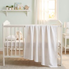 Pled bebe Kotonia Home - Pique 60x120 cm, 100% bumbac - Alb
