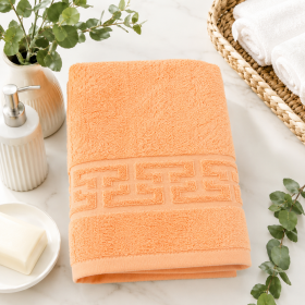 Prosop baie Greek Border Jacquard - 100% Bumbac, 500 g/mp, somon