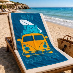 Prosop catifea pentru plaja - Kotonia Home - 70x140 cm, 100% bumbac, surf