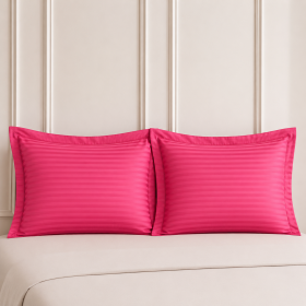 Set 2 fete de perna Kotonia Home Deco - Damasc Saten - 100% bumbac, dimensiune dungi 1 cm, Magenta